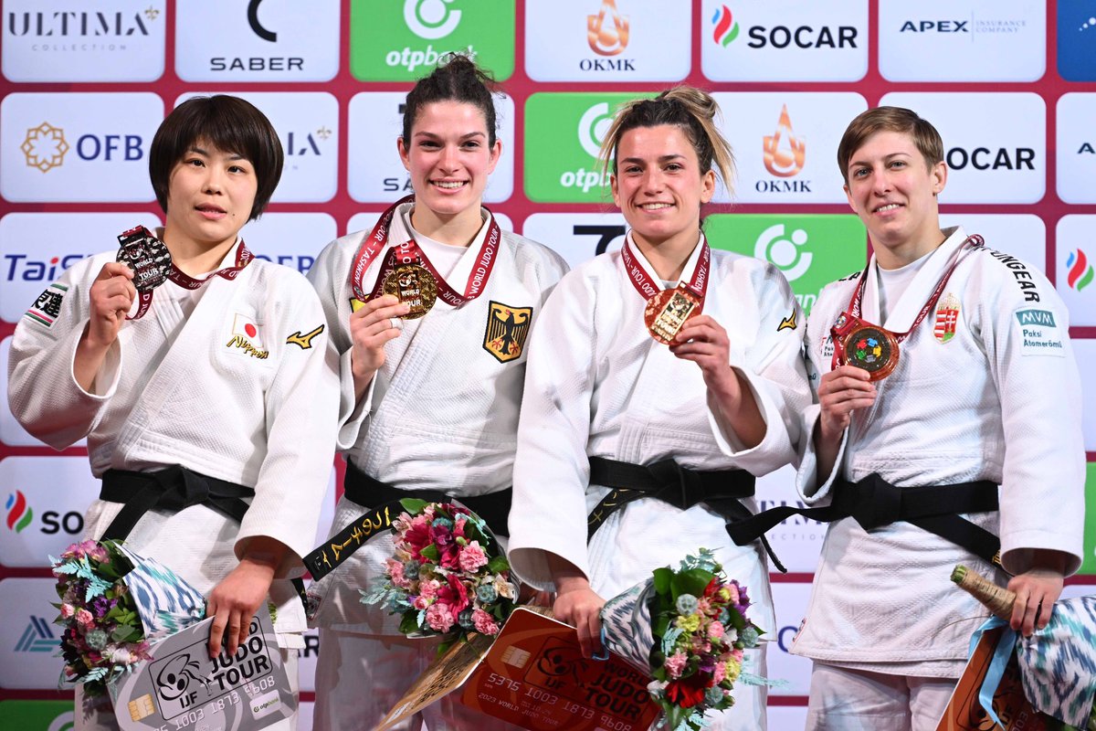 Judo's tweet photo. Day 1 female medallists at #JudoTashkent https://t.co/vc6FNd0N1Z