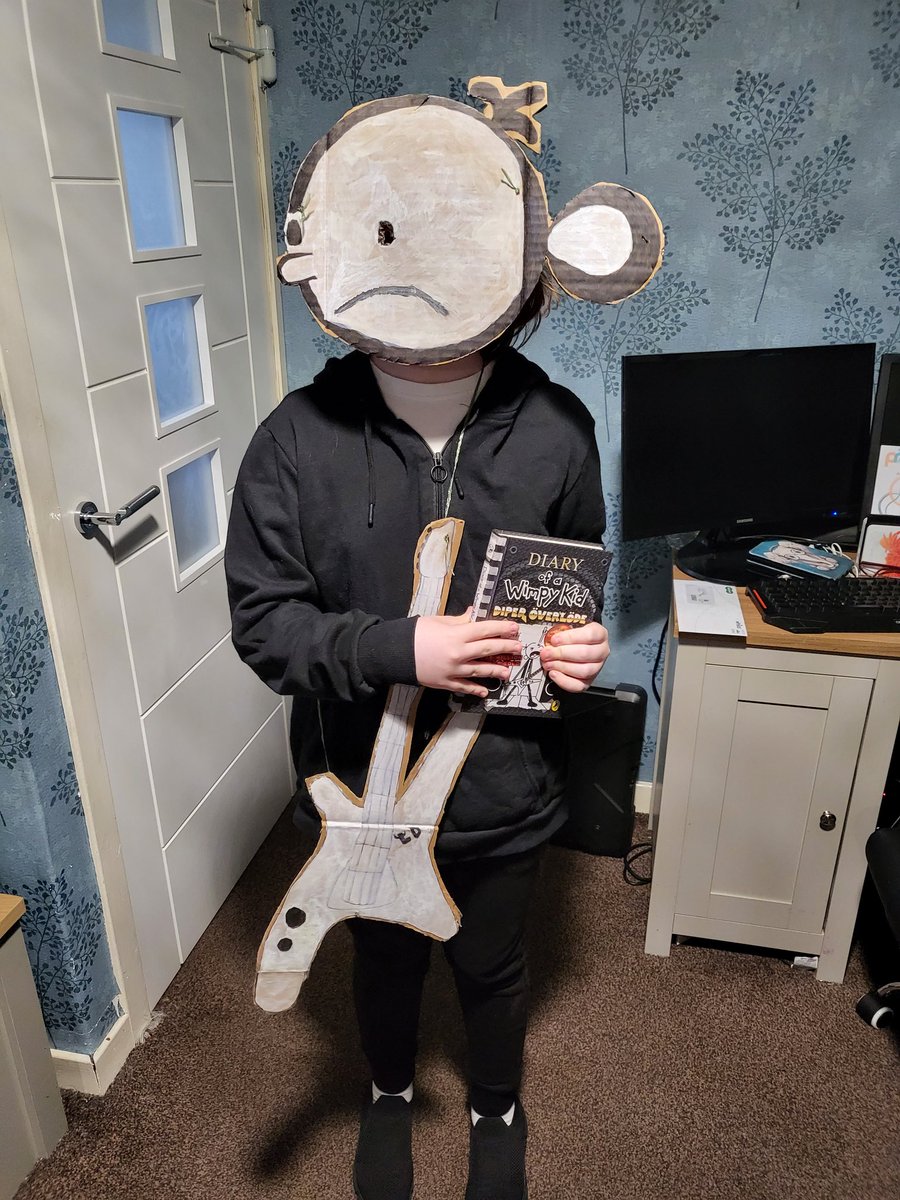 My Diary of a wimpy kid away to school for World book day. Made the mask and guitar with some help from <a href="/HollyF22946984/">Holly F</a>