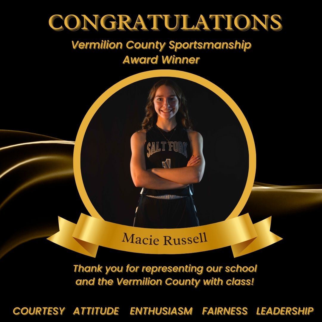 Another congrats to MACIE RUSSELL! Macie was selected by the Vermilion County Sportsmanship Committee as this year's overall Girl's Basketball County Sportsmanship Award Winner! <a href="/MacieRussell6/">Macie Russell</a> <a href="/SaltFork_HS/">Salt Fork H.S.</a>