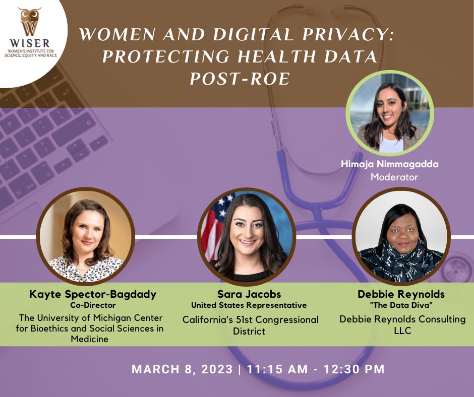 We #EmbraceEquity wrt digital and health data.  To learn how you can protect your digital and health data and advocate for policies like Secure Access for Essential Reproductive (SAFER) Health Act, register here bit.ly/3mapONA  #InternationalWomen'sDay2023