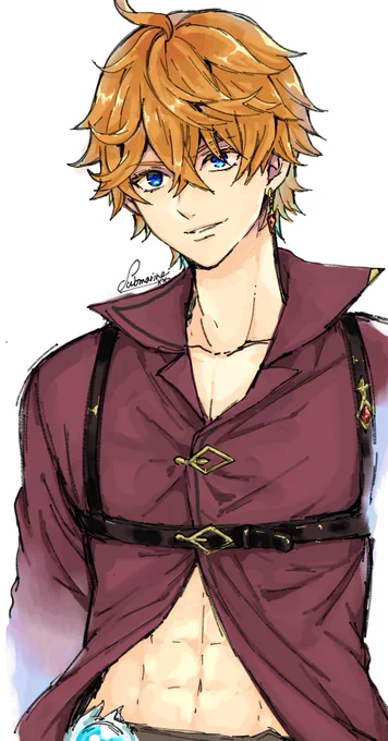 絵チャで久々にタルタリヤ描いた#原神 #GenshinImpact 