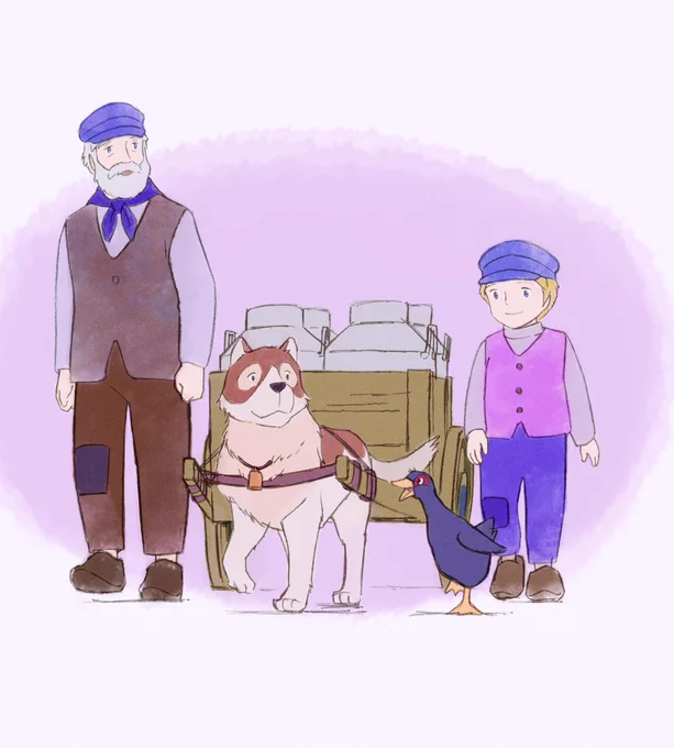 1日PC作業は目にくるなあおやすみなさいフランダースの犬(むかしのいたずら描きより) 