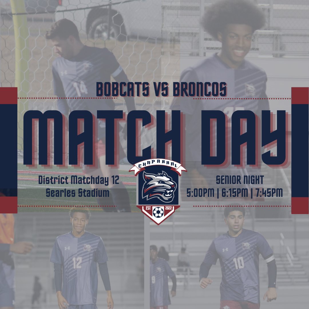 BobcatMSoccer's tweet image. It's Gameday!!! Tonight we get to honor our seniors and their families.

⚽️ Bobcats v Broncos
🕔 5:00PM | 6:15PM | 7:45PM
🏟 Searles Stadium
🏆 22-5A Matchday 12
👴🏼 Senior Night

#Compete #GoodAIM #TraditionBegins
