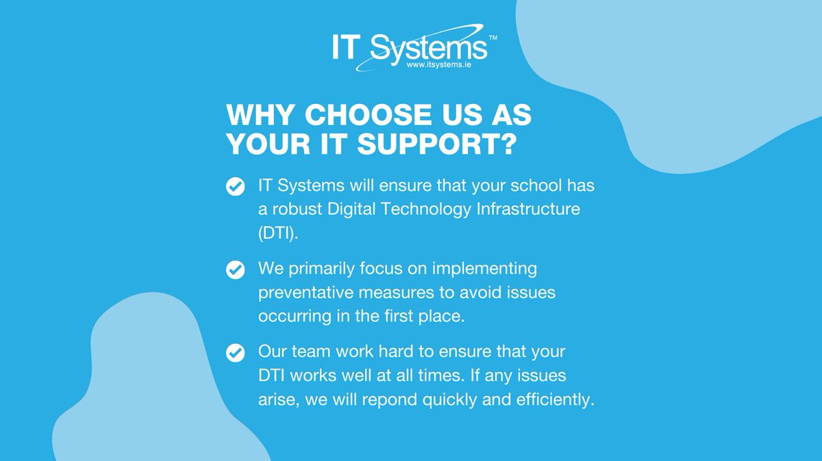 Why choose mediocre IT, when you could choose IT Systems?👀

#itsystemsie #itsupport #enterpise #primary #postprimary