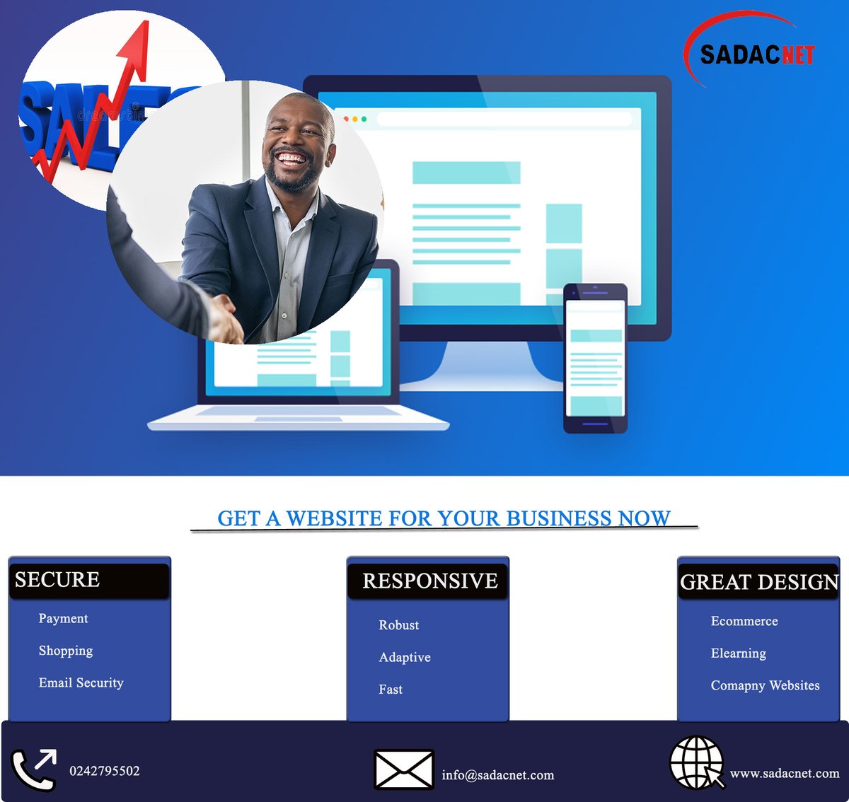 SADACNET's tweet photo. Expand possibilities for your business through sharing a full description of what you are to an unlimited audience. Get a customized website today from Sadacnet.

+263-712017003/+263 242 70211-3
info@sadacnet.com https://t.co/xDtd8kkRmC