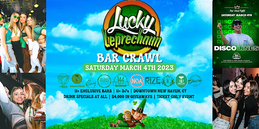 CityCrossingNH's tweet photo. We got your plans covered for this weekend. Lucky Leprechaun Bar Crawl: The #1 St. Paddy's Day Event
The #1 St. Paddy's Day Event in CT is Back. Join more than 3,000 people at all of New Haven's most popular bars/clubs! https://t.co/4i0im8A6Q3
