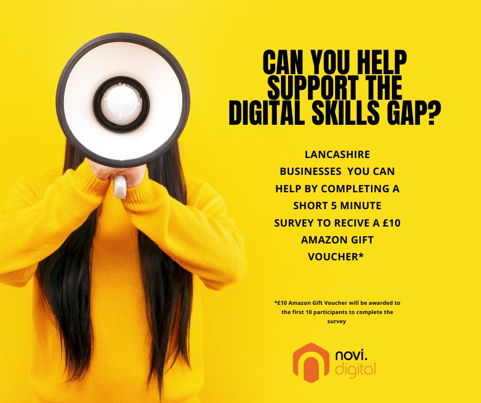 Local Employers in Lancashire, can you help support the Digital Skills Gap in Lancashire?
You can help by completing a short survey.  The first 10 eligible participants will receive a £10 Amazon gift voucher. forms.gle/GUP3zrdMyKnwdG… #Lancashire #Lancashirebusiness #DigitalSkills