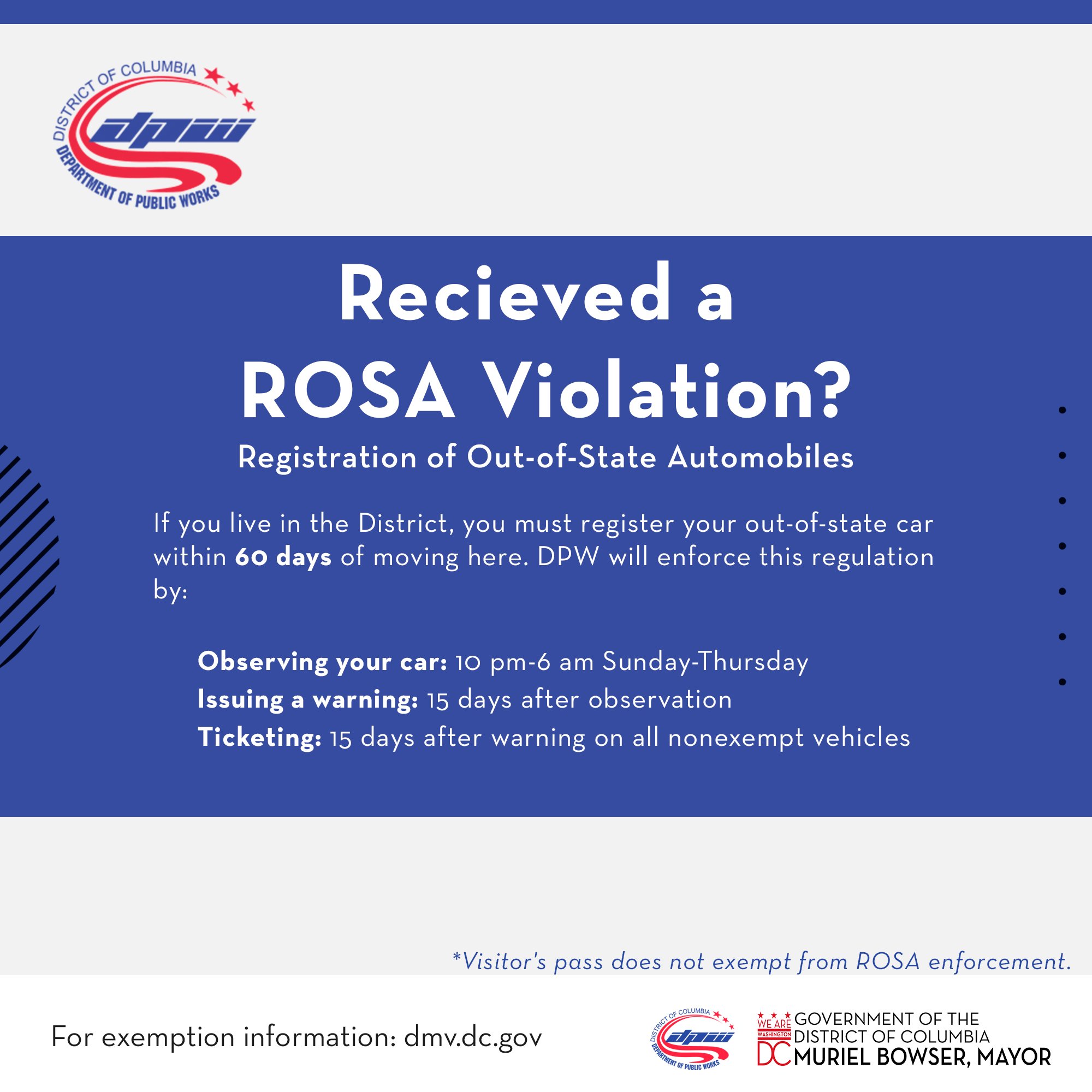 DC Department of Public Works в X: „Get a ROSA exemption for your 
