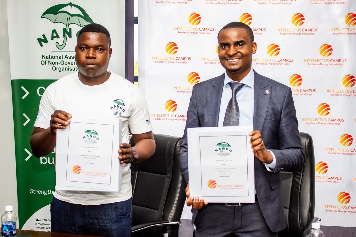 IntellectusZW's tweet photo. Intellectus Campus &amp;  National Association of Non-Governmental Organizations (NANGO) are glad to announce  the official  signing of their MOU. @nangozimbabwe 

#Partnership #training #Nango #capacityenhancement #excellencethroughknowledge #partnershipmatters https://t.co/kPBchqOyoM