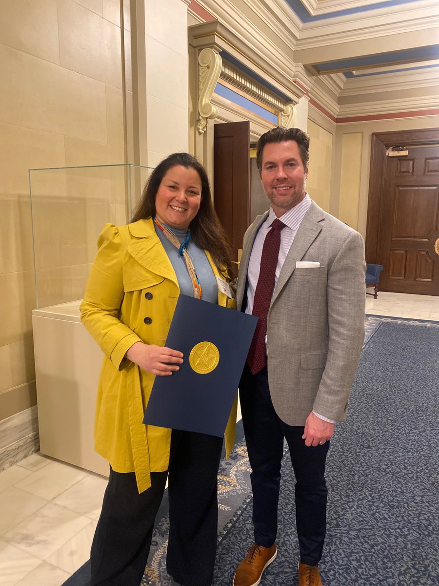 OKArtsCouncil's tweet photo. Senator Pugh dropped by the Governor's Gallery during yesterday's artist reception to present a legislative citation to Beatriz Mayorca. Mayorca's exhibition, "Urban Activation," is on display in the gallery through April. https://t.co/orcRJhGTTd https://t.co/CXSxJvmpa9