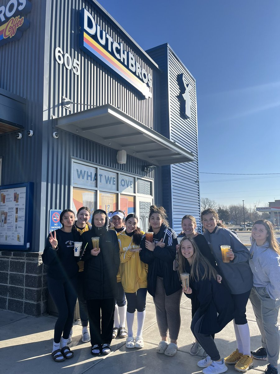 coachk_LU's tweet photo. When there is a  @DutchBros across the street from the hotel. It’s a must for the team before our games. Happy game day!☕️🥎 https://t.co/qYWhImxlfX