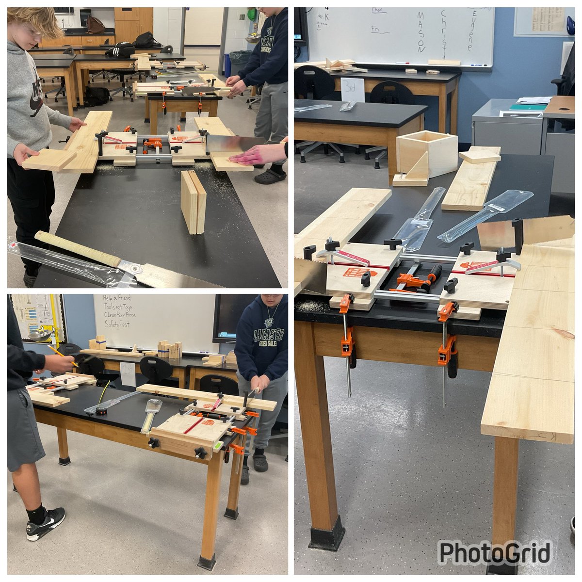 TESenators's tweet photo. Maple Woodshop making first cuts for their dream boxes! #measuretwicecutonce #safetyfirst #workingwithhands https://t.co/lUBe9MaX4f