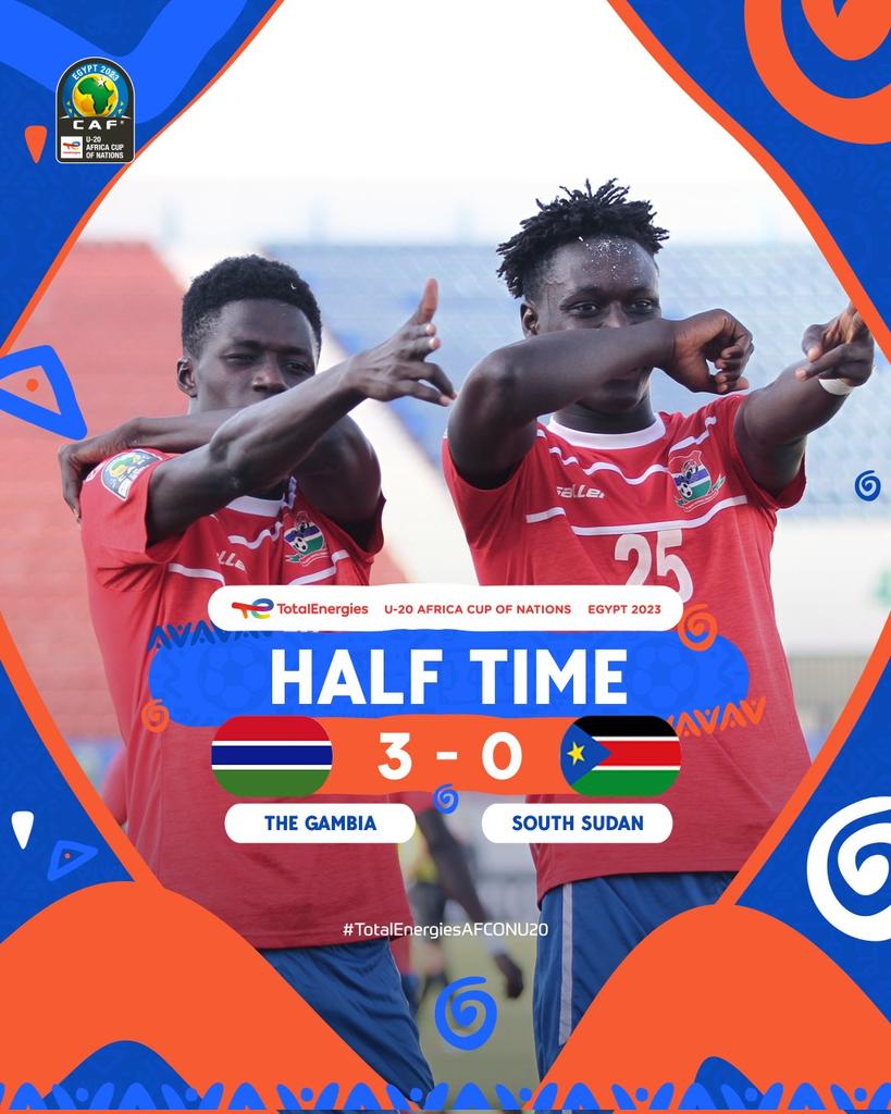 The young scorpions 🔥 stringed south Sudan 🇸🇸 3 times in the first 45! What a performance from the young lads!! 🔥  #TotalEnergiesAFCONU20 #gambia