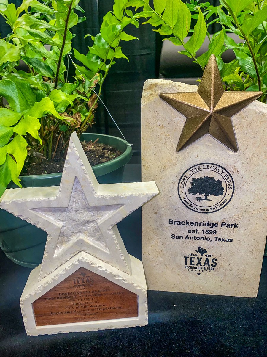 Your San Antonio Parks and Recreation Department just received two awards at the Texas Recreation and Park Society (TRAPS) annual conference hosted in Frisco, Texas for the Lone-star Recreation Programming Achievement Award &amp; the Lone-Star Legacy Park Award!🏆🏆

#TRAPS <a href="/TRAPSTX/">Texas Recreation & Park Society</a>