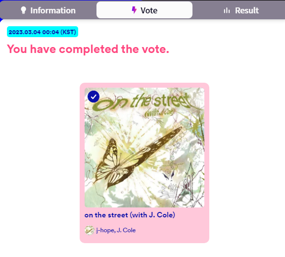goeskthh's tweet photo. 🚨 DIFUNDAN !
Dejen su voto por On the Street en la pre-votación de MCountdown donde está nominada para obtener un win. Es UN voto diario y cierra el 6/3. Les toma un minuto.
—https://t.co/j3YNwRzNx7

I can't stop listening to #on_the_street by #jhope of @BTS_twt ft. #JCole. https://t.co/9TFlDNIEUf