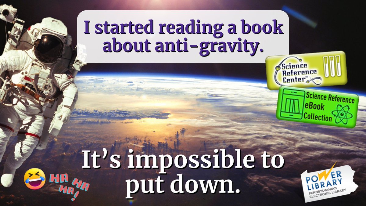 PowerLibrary's tweet photo. Bad joke, or delightfully punny?? You decide!
Learn some fun facts about anti-gravity on #POWERLibrary!
#Punny #DadJokes #YouKnowYouWantToLaugh
https://t.co/HEF7gbOiLH https://t.co/VCPsnG57x5