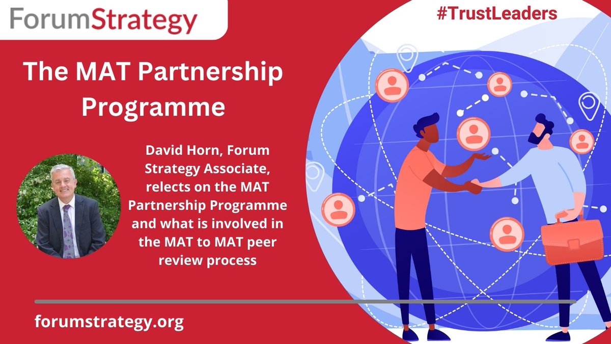 "It requires openness, humility, and a willingness to take on board critical challenge to learn &amp; develop"

Forum Strategy Associate <a href="/DavidHorn15/">David Horn</a> has been facilitating the @EdDevTrust_SPP's MAT to MAT peer review programme

Find out more: forumstrategy.org/the-mat-partne…

#PaidPartnership
