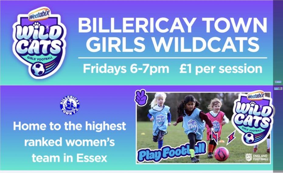 BTFCGirlsdev's tweet photo. We are back tonight as our highly successful #weetabix Wildcats starts again after a short break. 6pm-7pm on the stadium pitch(appropriate footwear required) First session free then only £1 every week after. To register the link is below.
@EssexCountyFA https://t.co/s4KaojK8r5
