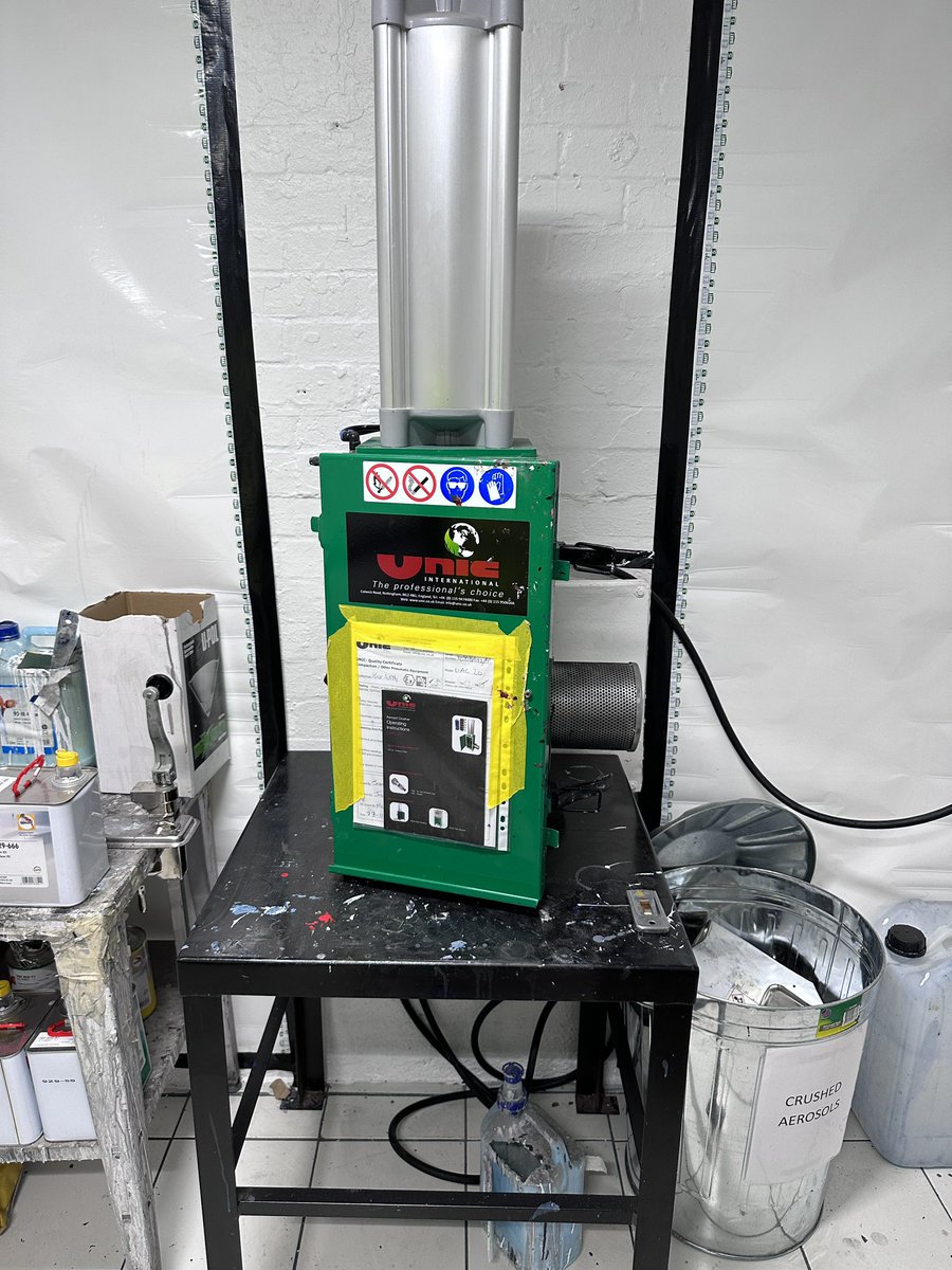 UnicInternation's tweet photo. Did you know you can turn waste #aersols into a revenue? 

Our customer using the UAC-20 aerosol crusher crushes and degases waste aerosols and sells these for scrap metal, £45 per tonne #madeinuk #recycling #carbonreduction #wastereduction https://t.co/PYoROuTeYx