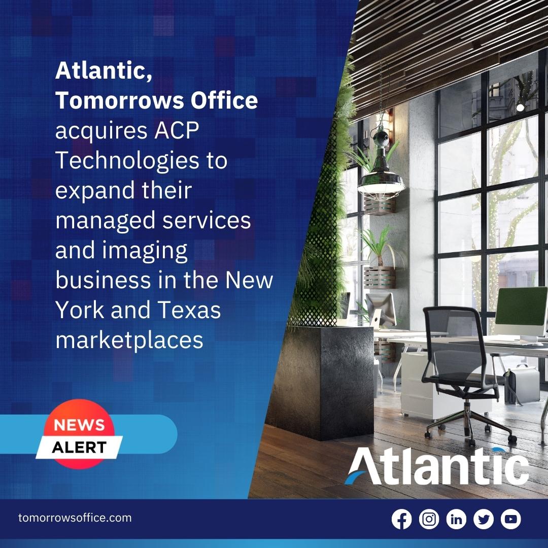tomorrowsoffice's tweet photo. We are excited to announce our acquisition of ACP Technologies and the expansion of our Managed Services and Imaging offerings into the New York and Texas markets. 

Click the link to read the full press release

https://t.co/nNOEhVvhex https://t.co/rGqRDxPm80