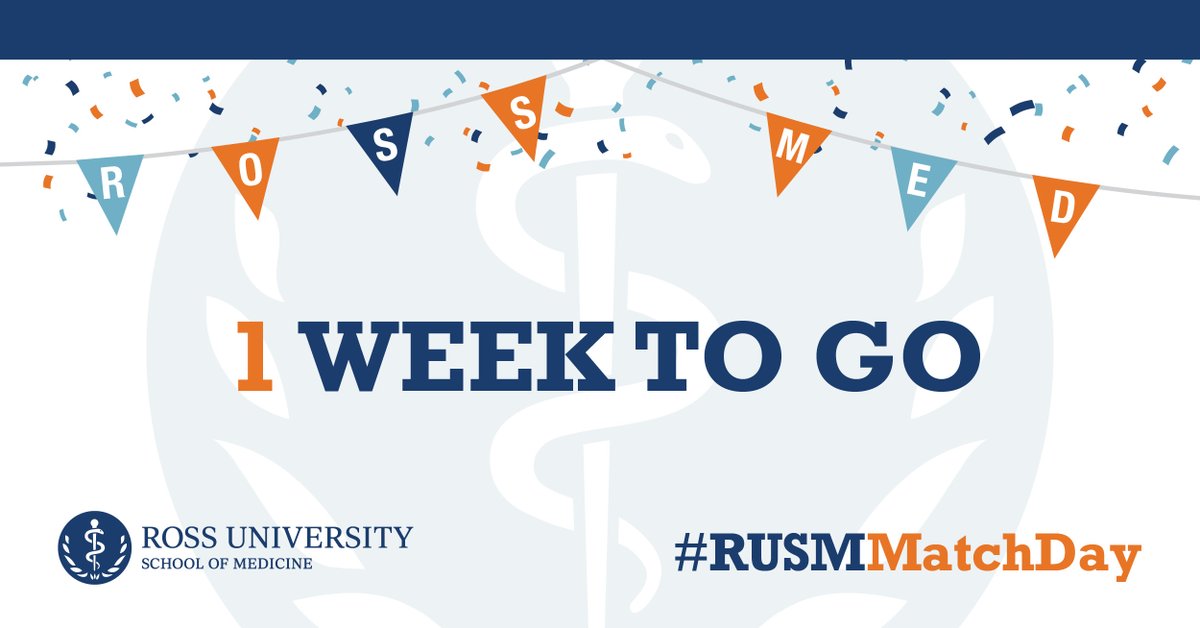 RossMedSchool's tweet photo. Tick, tock, Rossies! ⏲️ One week until #RUSMMatchDay We are so excited to see where you match! Who has been your biggest supporter along the way? https://t.co/VZpL35lQip