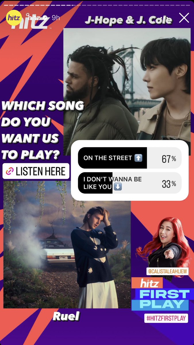 BTSxRadioMY's tweet photo. #on_the_street by @BTS_twt #jhope (with #JCole) was aired on #HITZFirstPlay earlier today! Thanks DJ @CalistaLeahLiew for the spin &amp; to everyone who voted.

It was played twice on @hitzdotmy since its release, so do request it as &amp; when you can.

#JHOPE_ON_THE_STREET #JhopexJcole https://t.co/iNZssvlUzP