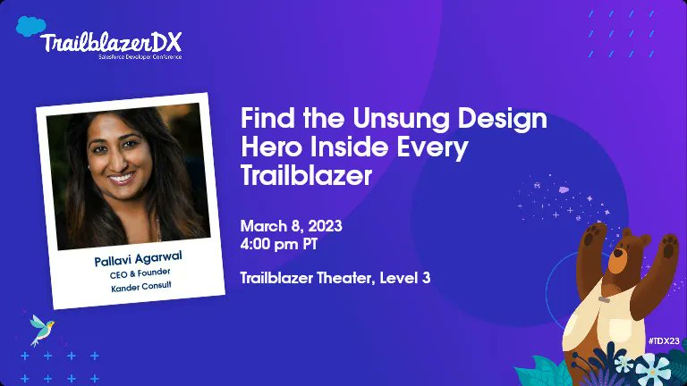 KanderConsult's tweet image. Reserve your spot for @PalluAgs session at #TDX23, where she will share insights to help you find the unsung design hero in every trailblazer!

Add to your session planner now: buff.ly/3ZqsBkm

#dreamdesigners #salesforcedesign #salesforce #trailblazercommunity