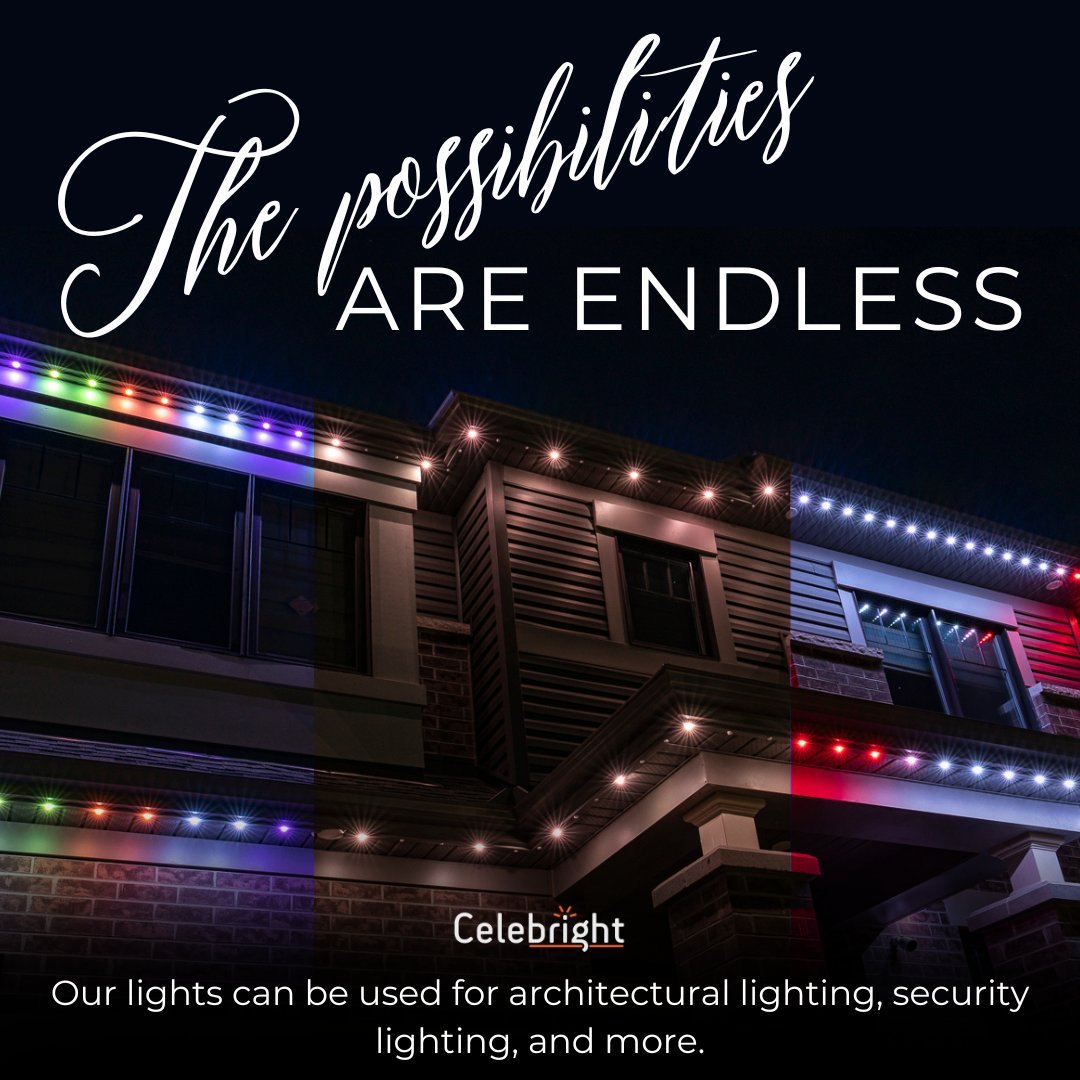 The possibilities are endless with a Celebright system! It's not just for Christmas. It can be used for architectural lighting, team support on game day, St. Patrick's Day green... the possibilities are endless.

 #celebright #celebrightlighting #permanentlighting #permanentlight