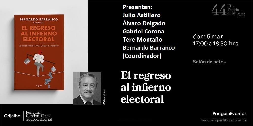 Están cordialmente invitados a la presentación del libro que coordiné: "El Regreso al infierno electoral. Elecciones Edomex 2023 y el juicio final del PRI". Domingo 5 de marzo a las 5 pm en el salón de actos del Palacio de Minería.