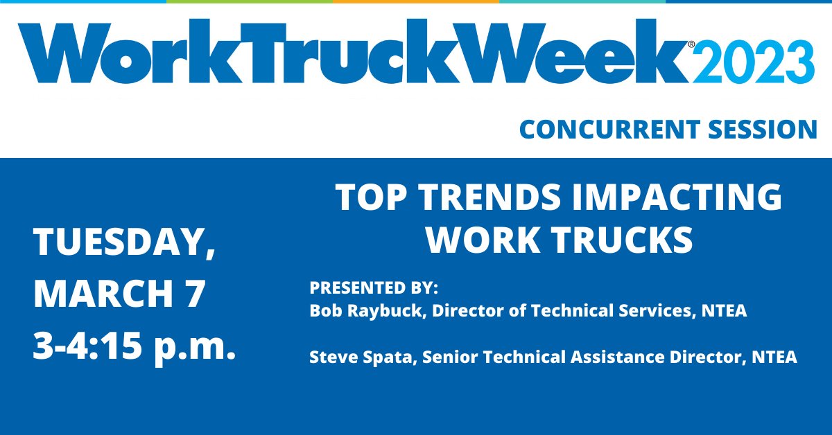 WorkTruckWeek's tweet photo. Learn about trends #upfitters encounter in their obligation to provide safe, high-quality vehicles to meet customer needs, in this session held during #wtw23. #truckupfitting #worktrucks #truckupfits #worktrucks23 #worktruckweek NTEA - The Association for the Work Truck Industry https://t.co/sBGDiRAF7V