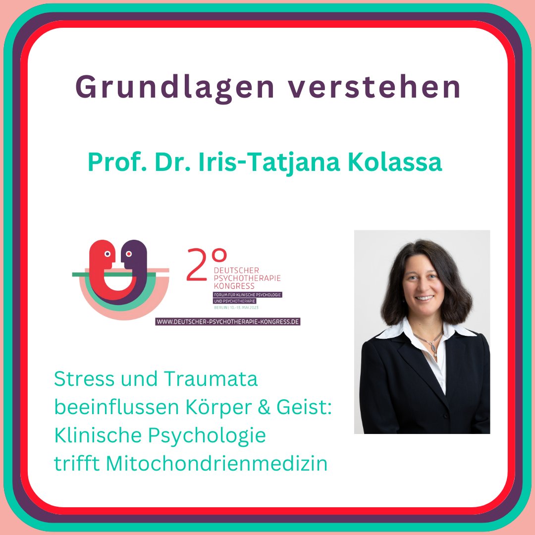 "Grundlagen verstehen" @DPK_2023: in der Keynote von Prof. Dr. Kolassa - u.a. Expertin für Stress- und Traumaforschung - trifft die Klinische Psychologie auf die Mitochondrienmedizin - wir sind gespannt und freuen uns auf wertvolle Einblicke in ihre Forschung