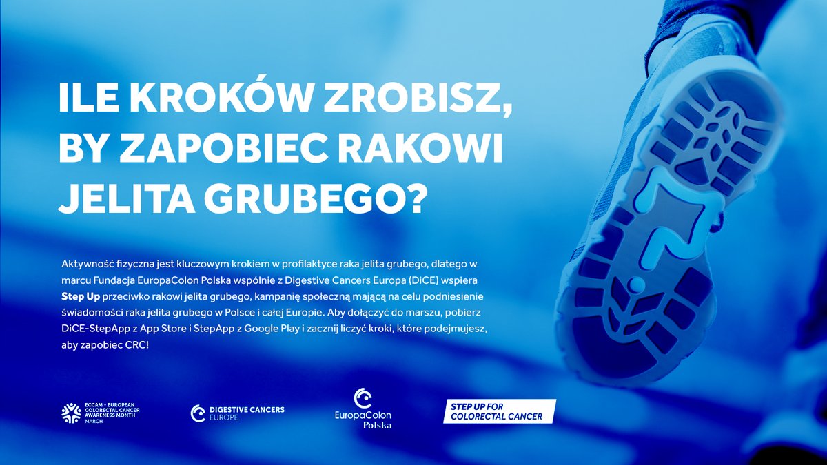 EuColonPolska's tweet image. Przed nami pierwszy marcowy weekend. Ale nie musisz czekać, żeby liczyć kroki w trakcie Europejskiego Miesiąca Świadomości Raka Jelita Grubego #ECCAM2023 Ściągnij apkę StepApp DigestiveCancersEurope jest na Google Play lub Apple Store (niebieska ikonka i ślady butów) #aktywność