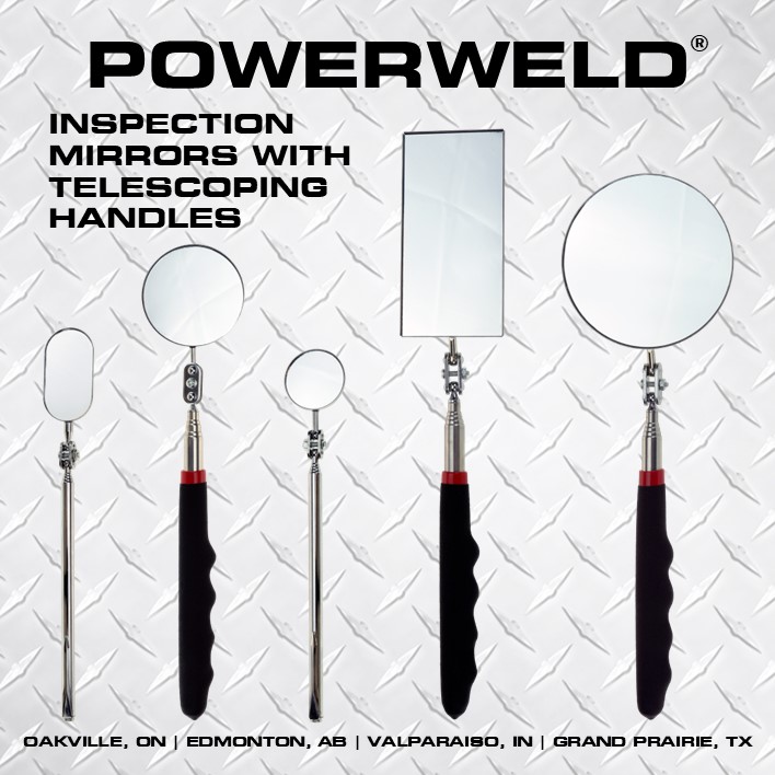 TechniweldCorp's tweet photo. Another new product to introduce to the world 🤩

PowerWeld inspection mirrors are now available. Five popular styles, all with telescoping handles and infinitely adjustable ball joints for maximum versatility. https://t.co/jnOJfYdTpw