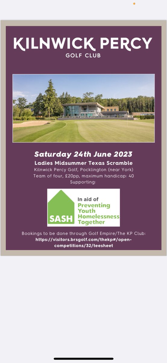 Summer is coming despite the forecast we have been given for next week. Share with your golfing lady friends,come &amp; visit us at beautiful KP resort &amp; support the charity <a href="/sashyorks/">SASH (Safe And Sound Homes)</a> <a href="/SarahSkySports/">Sarah Stirk 💙</a> <a href="/KilnwickPercyGC/">Kilnwick Percy Golf Club</a> <a href="/DarwinEscapes/">Darwin Escapes</a> #golfing #ladiesgolf #golfingladies #yorkshiregolf