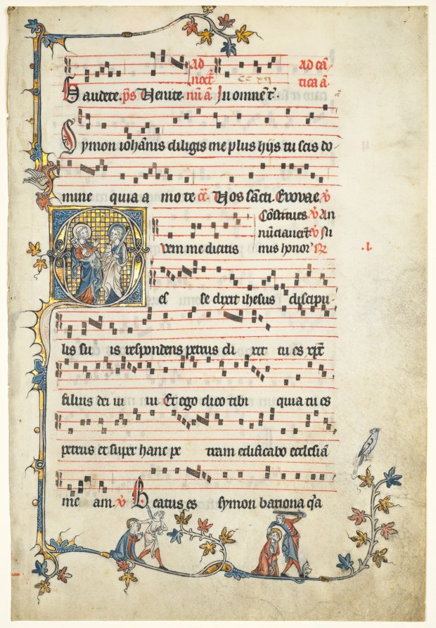 Leaf Excised from an Antiphonary: Initial Q with Saints Peter and Paul, c. 1325 #medievalart #clevelandartmuseum clevelandart.org/art/2003.171