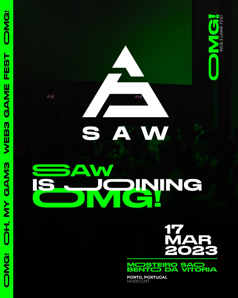 Oh, My Team!🏟️

😱So excited to make public that <a href="/sawggofficial/">SAW</a> will join Oh, My Gam3 for the Esports Triathlon!

Bring out your best cheering voice and your best sportsmanship attitude, because with a top 20 World @CSGO teams,  it is on!💪

omgporto.com
 #OMGam3