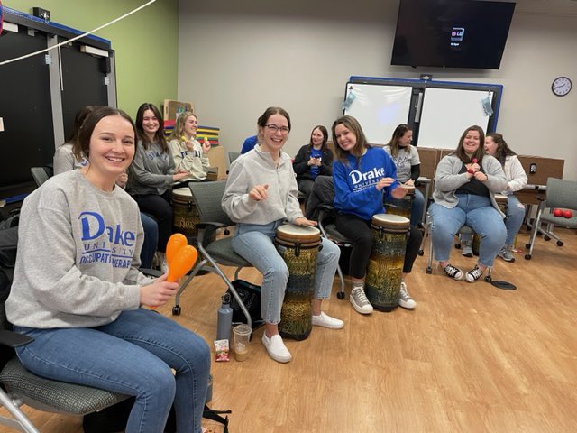 drakeotd's tweet photo. A favorite activity of Professor @curish OTD 227 course is the introduction of drumming as a therapeutic intervention! We want to extend a huge thank you to Adventures in Social Development-ASD for providing this workshop to our students this week at no cost.🪘#SocialDrumming https://t.co/l30j3eXNf2