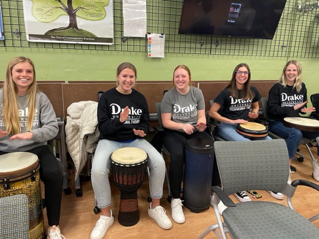 drakeotd's tweet photo. A favorite activity of Professor @curish OTD 227 course is the introduction of drumming as a therapeutic intervention! We want to extend a huge thank you to Adventures in Social Development-ASD for providing this workshop to our students this week at no cost.🪘#SocialDrumming https://t.co/l30j3eXNf2