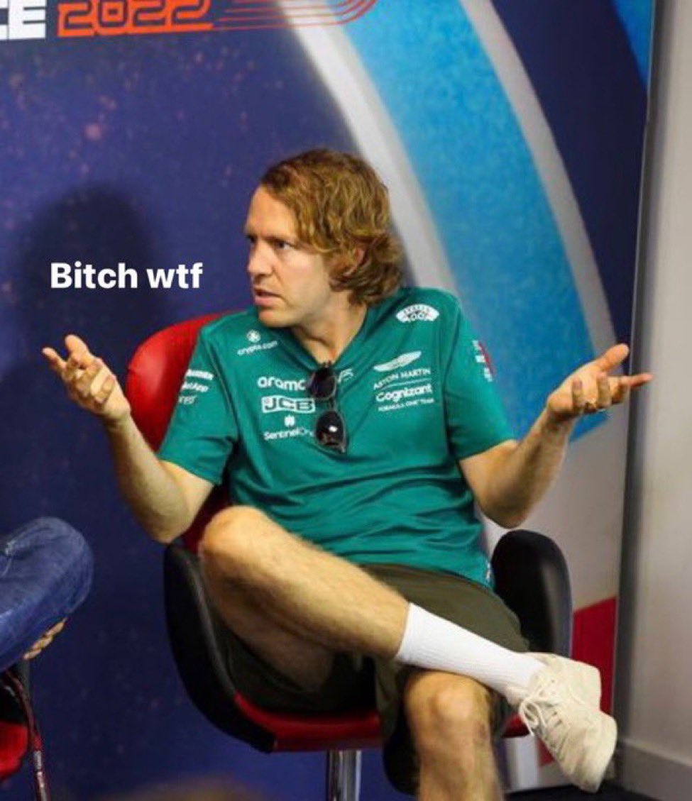 FormulaReaction's tweet photo. Sebastian Vettel right now https://t.co/EnnDwIokYz