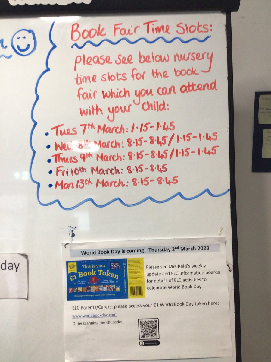 THE BOOK FAIR IS COMING TO SCHOOL! 📖 🥳 The Nursery have the following slots below available from Tuesday, 7th of March until Monday, 13th of March for you to go along with your child and purchase books 😁 <a href="/SchoolBroomhill/">BroomhillSchool</a> #WorldBookDay #BookFairSlots 📚