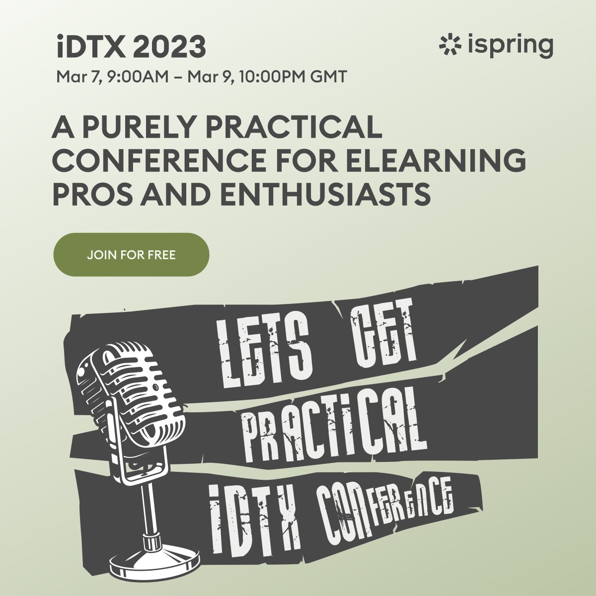 iSpringPro's tweet photo. Join us at #iDTX 2023 – the unique conference for L&amp;D players with a greater focus on practice. Three days devoted to thought, design, and development in real-life contexts. Seize this chance to learn from the best! 

When: March 7– 9, Online 

Register: https://t.co/u65qu2Ftw0 https://t.co/2KlRhN94lD
