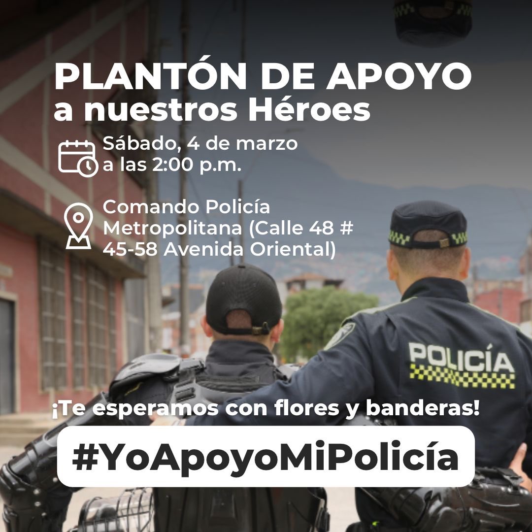 MiguelPoloP's tweet photo. Medellín pide respeto para nuestros héroes y así debería ser en cada ciudad de Colombia. Mañana sábado plantón en apoyo a nuestra @PoliciaColombia . Que renuncie el @DirectorPolicia si no puede dar la cara por sus hombres y mujeres, RENUNCIE General Sanabria. #YoApoyoMiPolicía https://t.co/JNUubh5Cy4