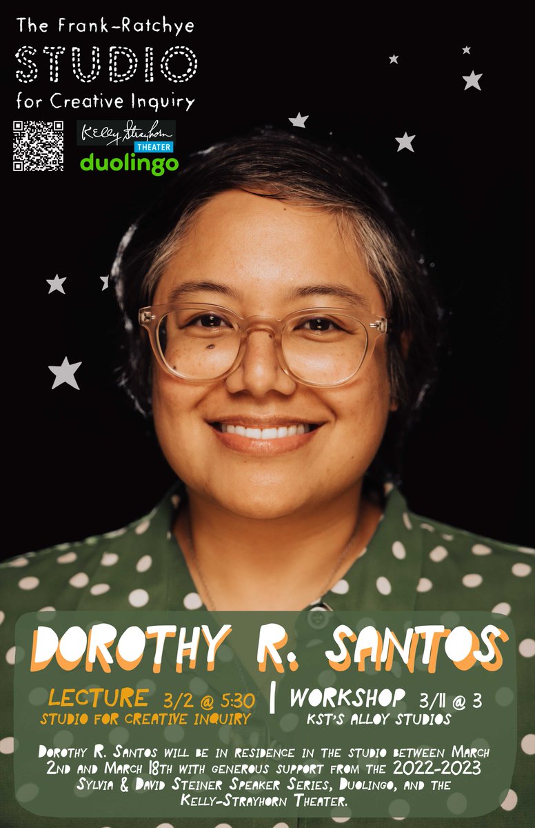 The STUDIO at CMU (@creativeinquiry) on Twitter photo Free pizza today at noon in the STUDIO for a "get to know you" lunch with our visiting artist (3/2-3/17) <a href="/deedottiedot/">Dorothy R. Santos, Ph.D. ⬇️ @drs.bsky.social</a> !!! Free pizza today at noon in the STUDIO for a "get to know you" lunch with our visiting artist (3/2-3/17) <a href="/deedottiedot/">Dorothy R. Santos, Ph.D. ⬇️ @drs.bsky.social</a> !!!