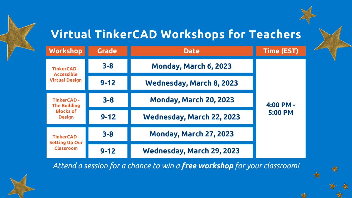 OT_Outreach's tweet image. TinkerCAD is a free #STEM tool that can be integrated into your classroom! Check out this month's workshops for educators to learn more.

Register for free today! 🚀: linktr.ee/engineeringout…

#STEMeducation #CanCode