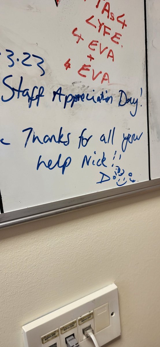 Staff Appreciation Day - a simple message from my Band 6 Physio but it's the simple things that mean so much....plus think she's panicking about what she's going to do once I've leave at the end of month 😆