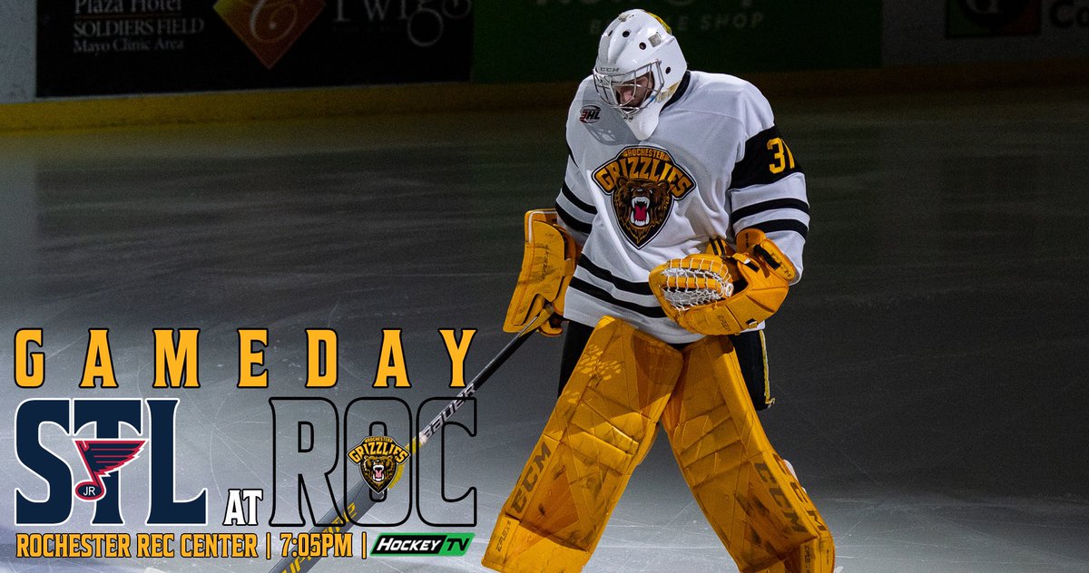 RochesterGrizz's tweet photo. 🐻GAMEDAY🐻
Time for our final games of the regular season. It’s Billet Appreciation Night too! We’re excited to see and thank all of our amazing Host Families!
🆚 @stljrblues
📍 Rochester, Minnesota
⏰ 7:05pm
🏟 Rochester Rec Center
💻 @myhockeytv
#DefendOurDen https://t.co/pQSb1IAOMe