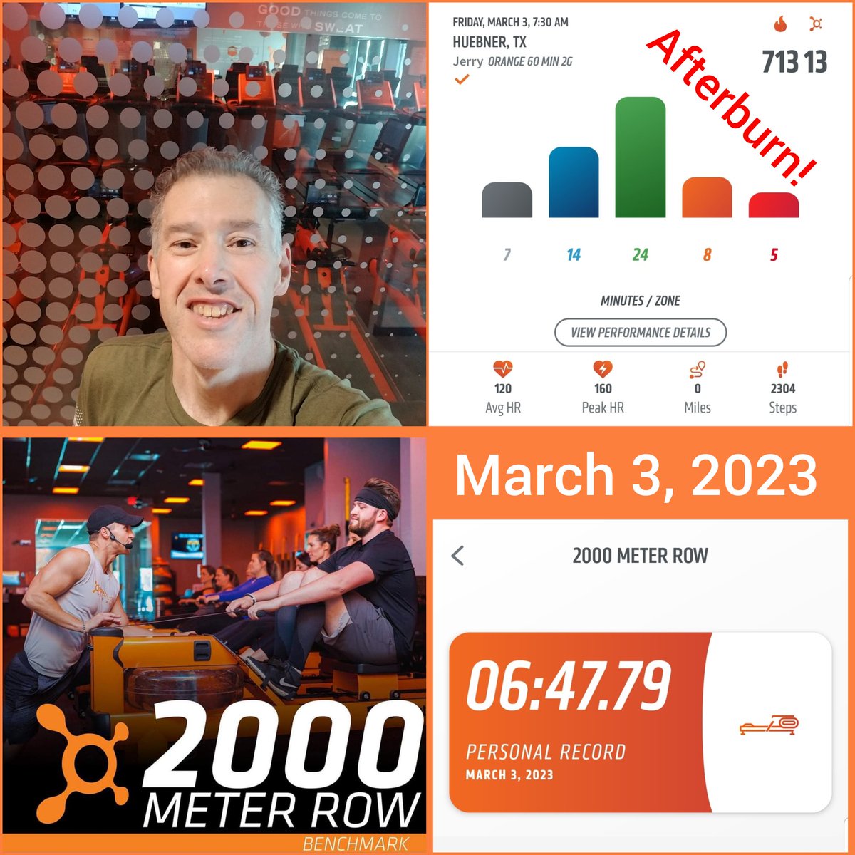 BenCPCoach's tweet photo. Row, row, and row some more! That 60 minute Orangetheory workout with the 2,000 meter Benchmark Row got me tuckered out! Got a PR though! Ok, OTF Fam...is that a good time for a 58 y/o?

#orangetheory #otfhuebner #workout #rowrowrow #orangetheoryfitness #benchmark https://t.co/yzOtfdVOO7