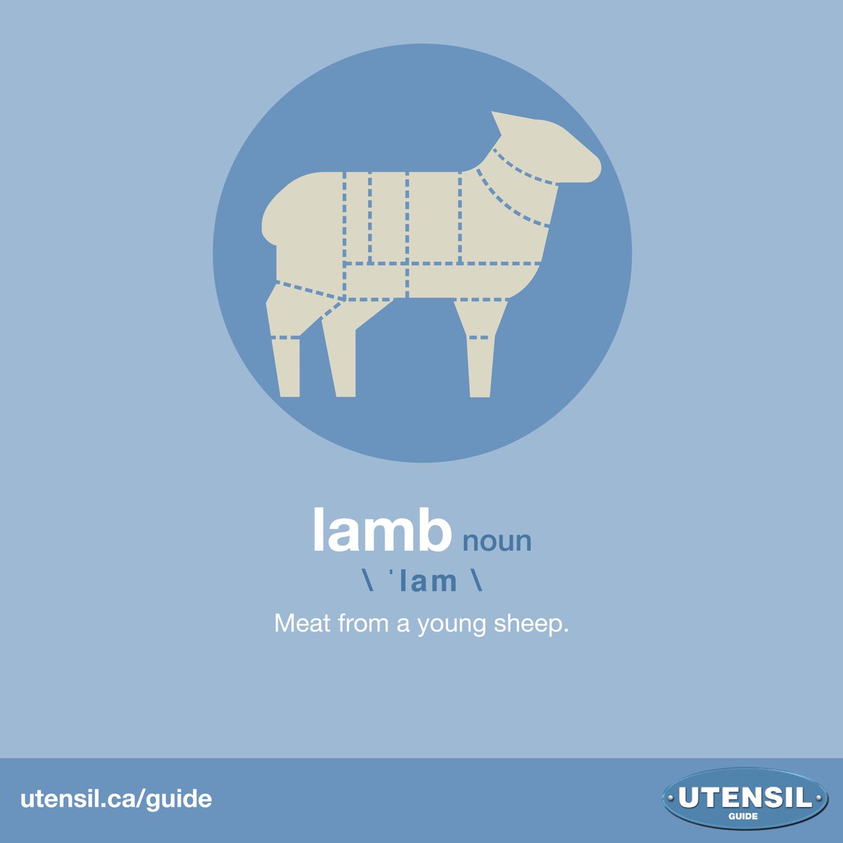 UtensilDotCA's tweet photo. LAMB (noun)
The meat from a young sheep.
#UtensilGuide #CdnAg #CdnFood
Learn more food & farming terms at:
https://t.co/xwmMQY8eC3 https://t.co/qcm50U3jn7