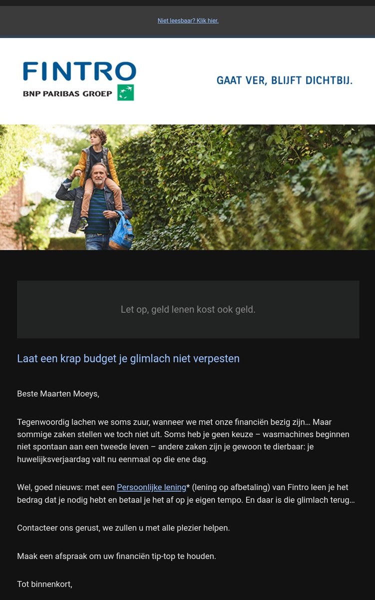 Het zal wel aan mij liggen ze, maar ik vind dat echt een vies mailtje.