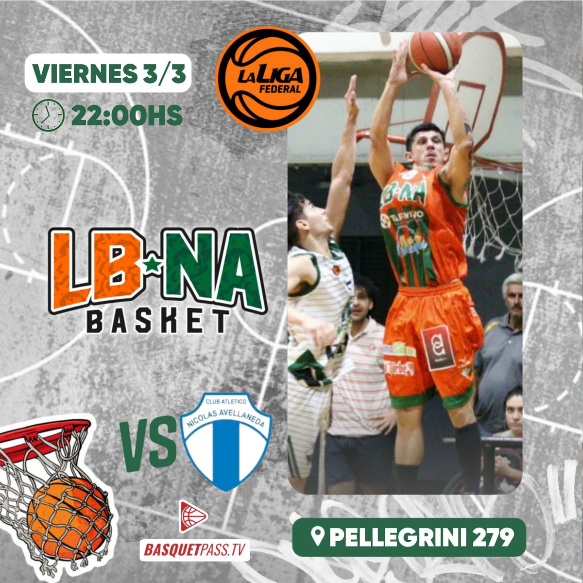 LBNAbasket's tweet photo. 𝙃𝙤𝙮 𝙟𝙪𝙚𝙜𝙖 𝙡𝙖 𝙛𝙪𝙨𝙞𝙤́𝙣 🔥
Nuevamente en casa, por una nueva fecha del Federal,te esperamos para alentar al equipo
𝗟𝗕𝗡𝗔 𝗕𝗮𝘀𝗸𝗲𝘁 𝘃𝘀 𝗡𝗶𝗰𝗼𝗹𝗮́𝘀 𝗔𝘃𝗲𝗹𝗹𝗮𝗻𝗲𝗱𝗮 (Sgo)
🏆 @laligafederalok
⏰ 22:00 hs
🏟️ Estadio Nicolás Avellaneda 
🖥 @basquetpasstv https://t.co/arxPMk4ise